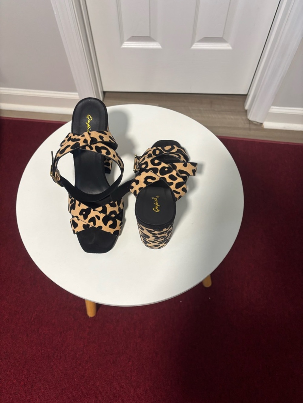 Leopard Print Block Heel Sandals - Women